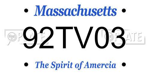92TV03 Massachusetts License Plate