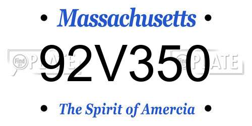 92V350 Massachusetts License Plate