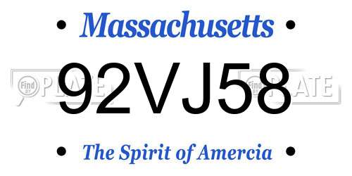 92VJ58 Massachusetts License Plate