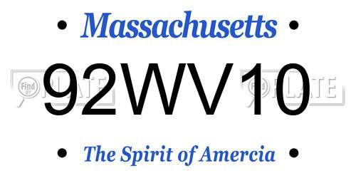 92WV10 Massachusetts License Plate