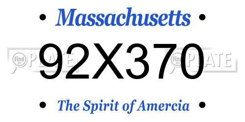 92X370 Massachusetts License Plate