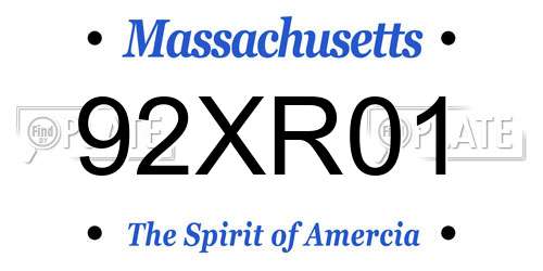 92XR01 Massachusetts License Plate