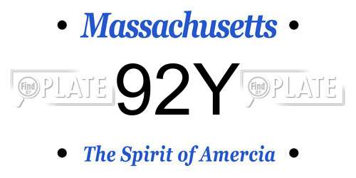 92Y Massachusetts License Plate