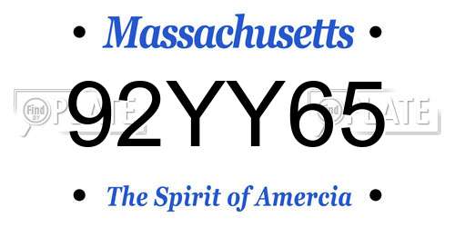 92YY65 Massachusetts License Plate