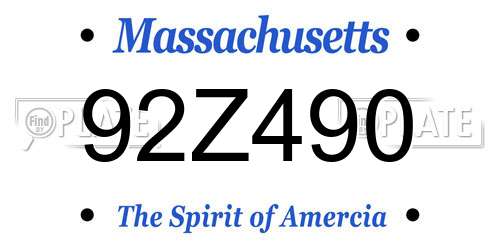 92Z490 Massachusetts License Plate