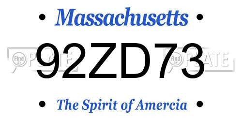 92ZD73 Massachusetts License Plate