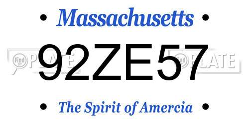 92ZE57 Massachusetts License Plate