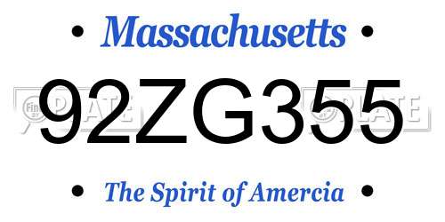 92ZG355 Massachusetts License Plate