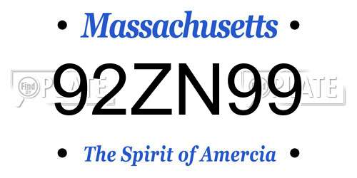 92ZN99 Massachusetts License Plate