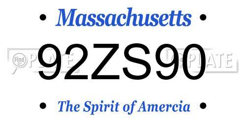 92ZS90 Massachusetts License Plate