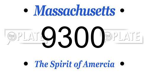 9300 Massachusetts License Plate