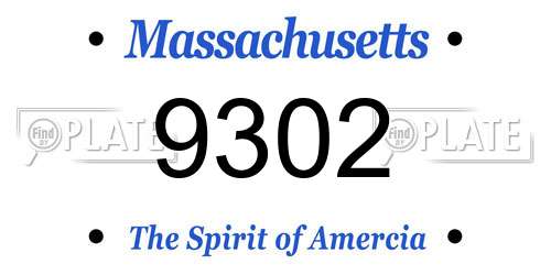 9302 Massachusetts License Plate