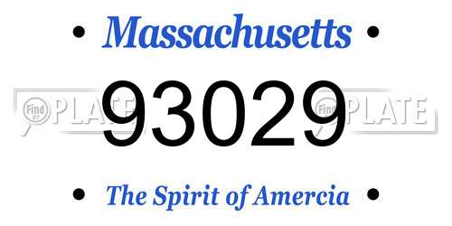 93029 Massachusetts License Plate
