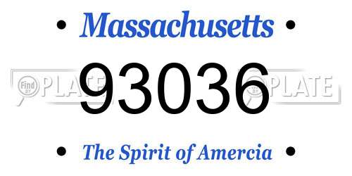 93036 Massachusetts License Plate