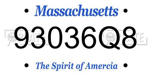 93036Q8 Massachusetts License Plate