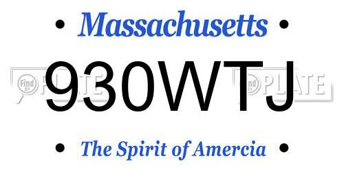 930WTJ Massachusetts License Plate