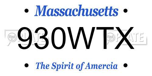 930WTX Massachusetts License Plate