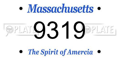 9319 Massachusetts License Plate