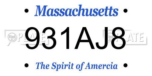 931AJ8 Massachusetts License Plate