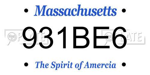 931BE6 Massachusetts License Plate