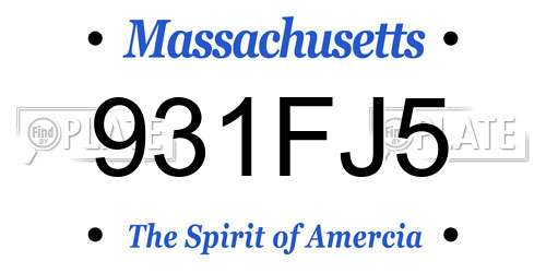 931FJ5 Massachusetts License Plate