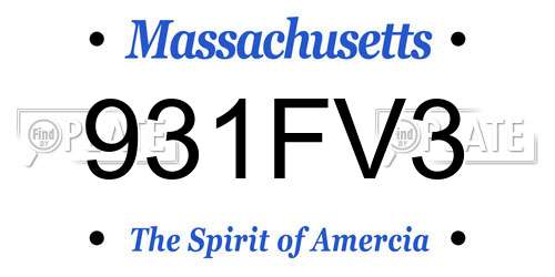 931FV3 Massachusetts License Plate