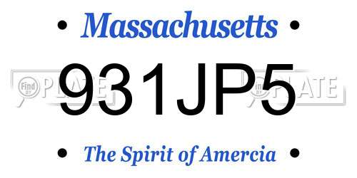 931JP5 Massachusetts License Plate