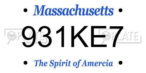 931KE7 Massachusetts License Plate