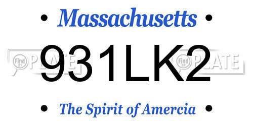 931LK2 Massachusetts License Plate