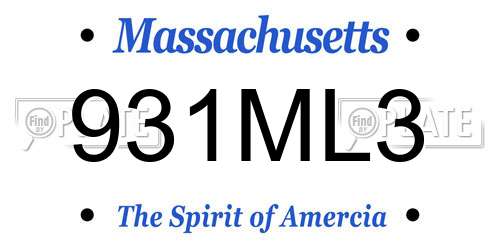 931ML3 Massachusetts License Plate