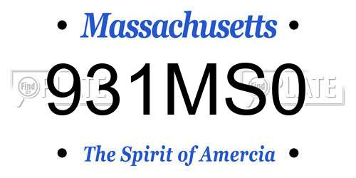 931MS0 Massachusetts License Plate