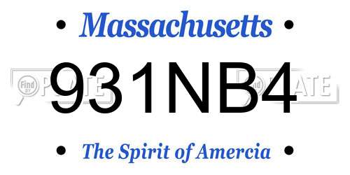 931NB4 Massachusetts License Plate