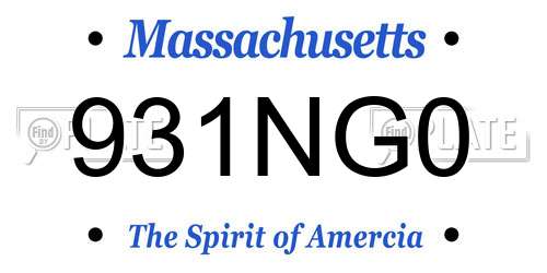 931NG0 Massachusetts License Plate