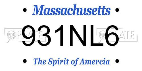 931NL6 Massachusetts License Plate