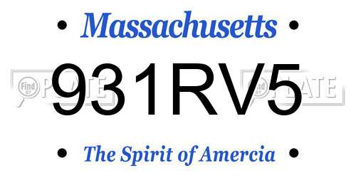 931RV5 Massachusetts License Plate