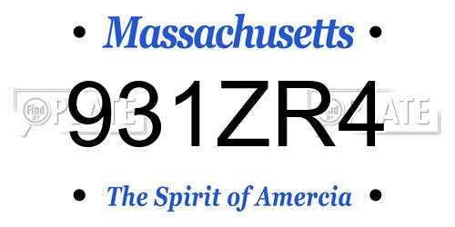 931ZR4 Massachusetts License Plate