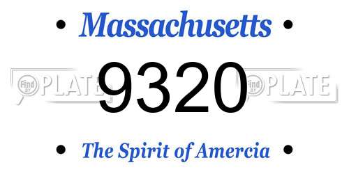 9320 Massachusetts License Plate