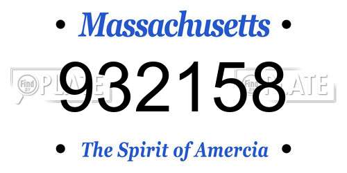 932158 Massachusetts License Plate
