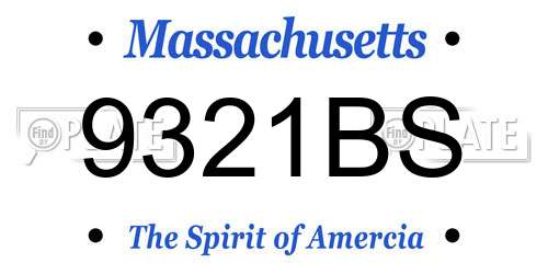 9321BS Massachusetts License Plate