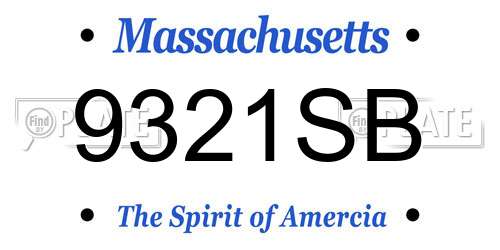 9321SB Massachusetts License Plate