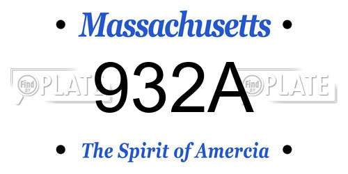 932A Massachusetts License Plate