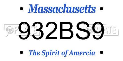 932BS9 Massachusetts License Plate