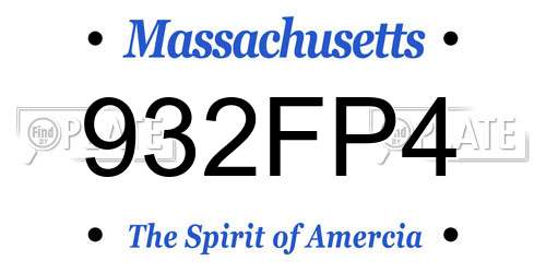 932FP4 Massachusetts License Plate