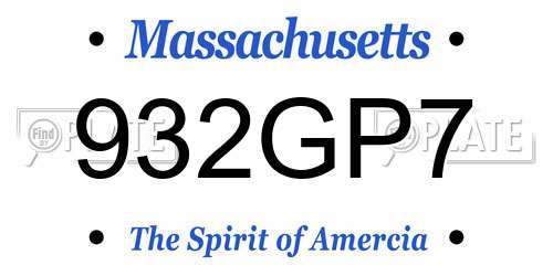 932GP7 Massachusetts License Plate