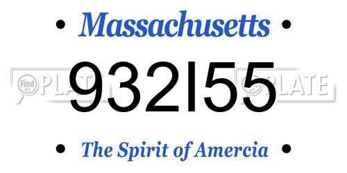 932I55 Massachusetts License Plate