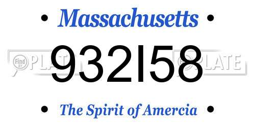 932I58 Massachusetts License Plate