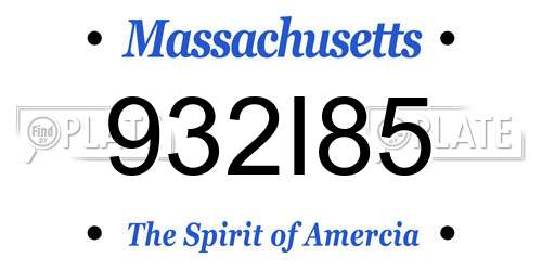 932I85 Massachusetts License Plate