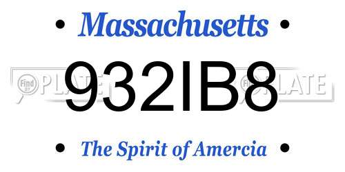 932IB8 Massachusetts License Plate