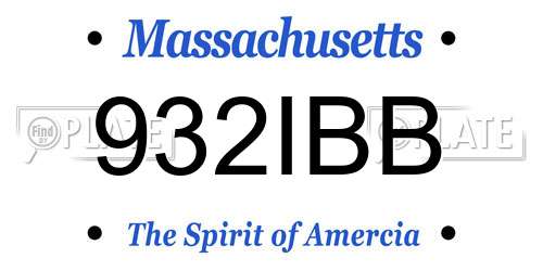 932IBB Massachusetts License Plate