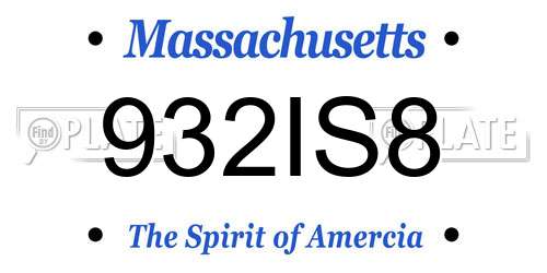 932IS8 Massachusetts License Plate